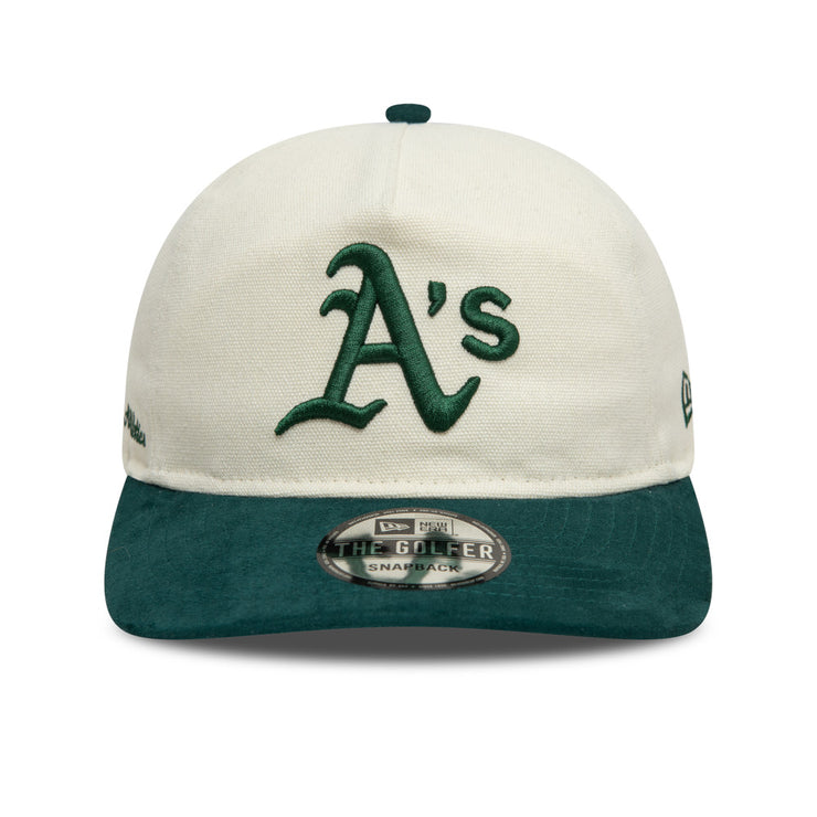 New Era Golfer MLB Script Oakland Athletics Ivory Dark Green