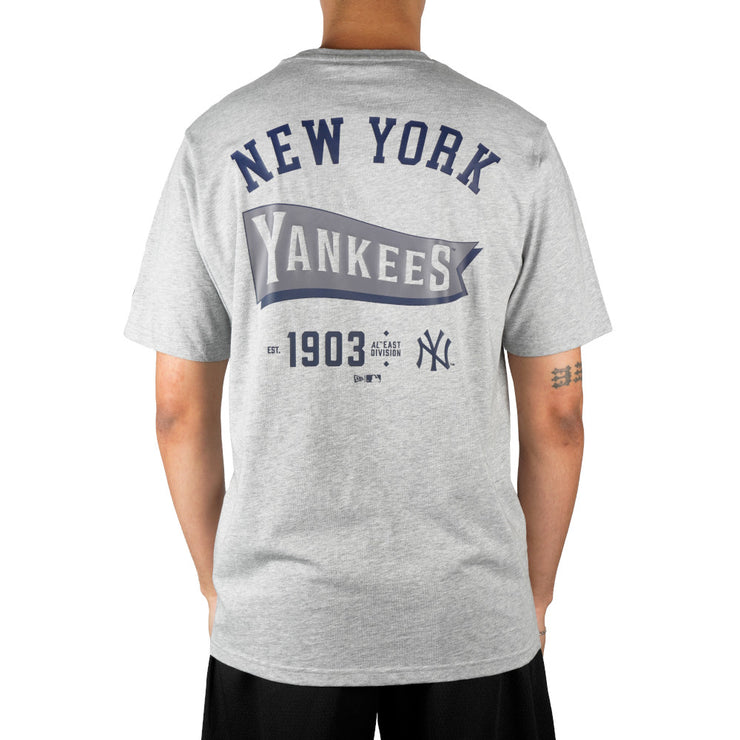 New Era MLB Pennant Tee New York Yankees Heather Grey