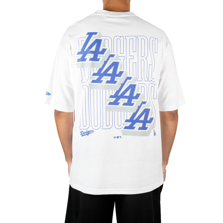 New Era MLB Stack Wordmark Oversized Tee Los Angeles Dodgers White