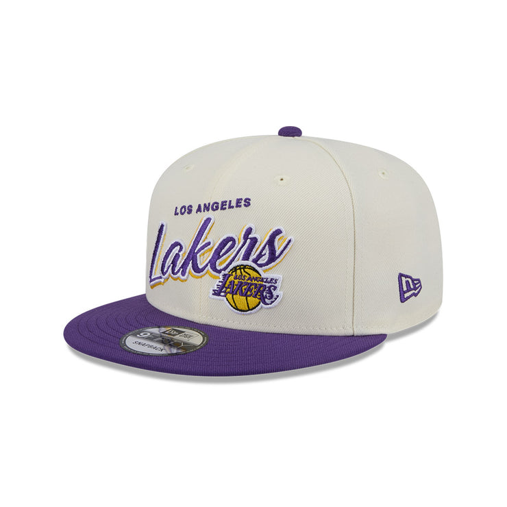 New Era 9Fifty NBA 2-Tone Script Los Angeles Lakers Chrome White