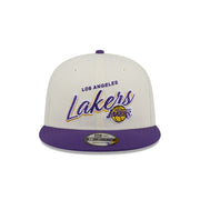 New Era 9Fifty NBA 2-Tone Script Los Angeles Lakers Chrome White