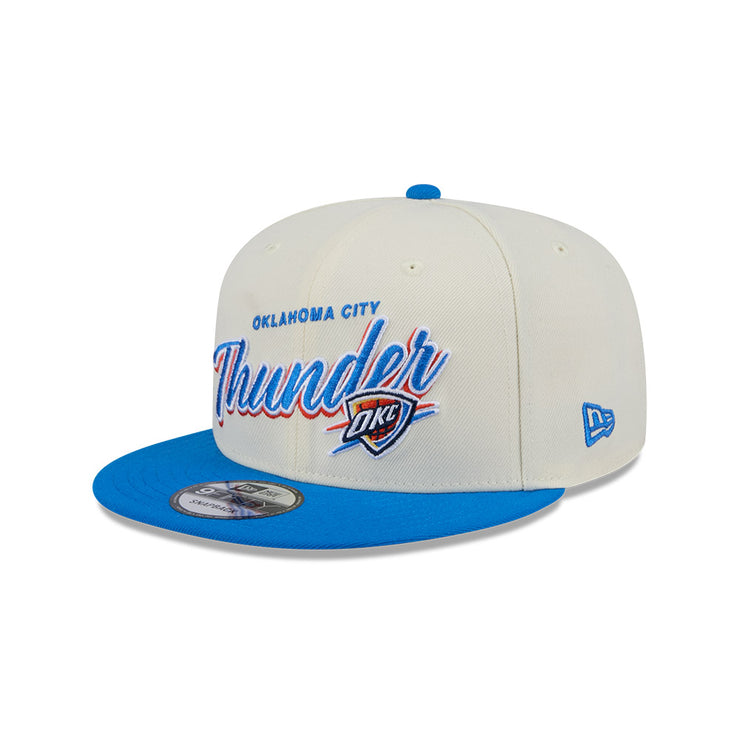 New Era 9Fifty NBA 2-Tone Script Oklahoma City Thunder Chrome White