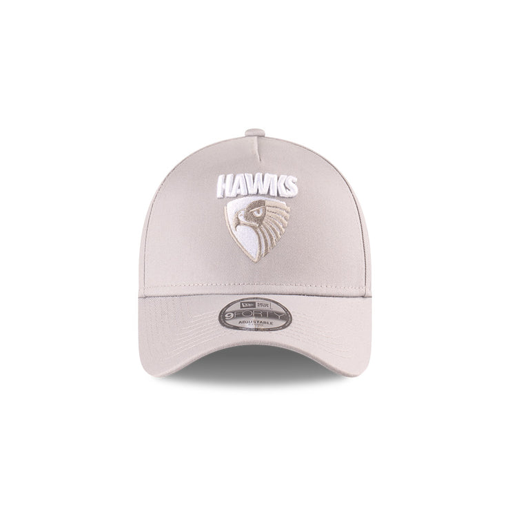 New Era 9Forty A-Frame AFL 2025 Supporter Grey White Hawthorn Hawks