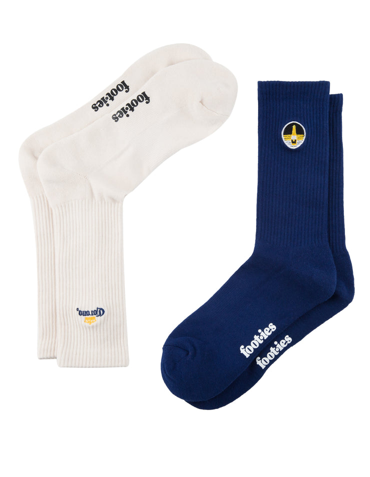 Foot-ies Corona Daytrippin Sneaker Sock 2 Pack Navy/Cream