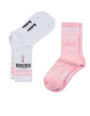 Foot-ies Vodka Cruiser Lush Embroidery Sneaker Sock 2 Pack Light Pink/White