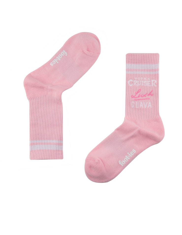 Foot-ies Vodka Cruiser Lush Embroidery Sneaker Sock 2 Pack Light Pink/White