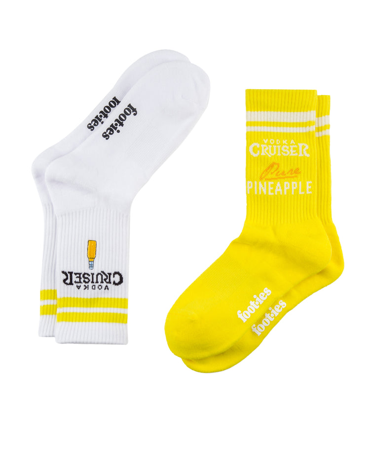 Foot-ies Vodka Cruiser Pure Embroidery Sneaker Sock 2 Pack Yellow/White