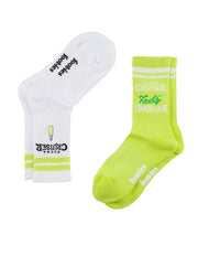 Foot-ies Vodka Cruiser Zesty Embroidery Sneaker Sock 2 Pack Light Green/White