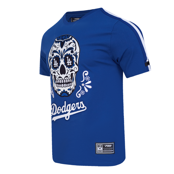 Pro Standard MLB Sugar Skull Stripped Tee Los Angeles Dodgers Royal Blue