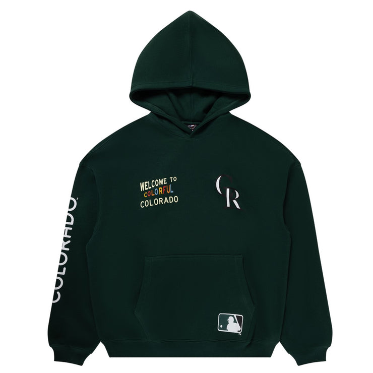 Majestic MLB Crest Patch Hoodie Colorado Rockies Green