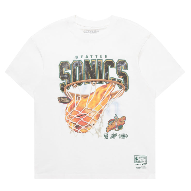 Mitchell & Ness NBA Fire N Lightning Tee Seattle Supersonics Vintage White