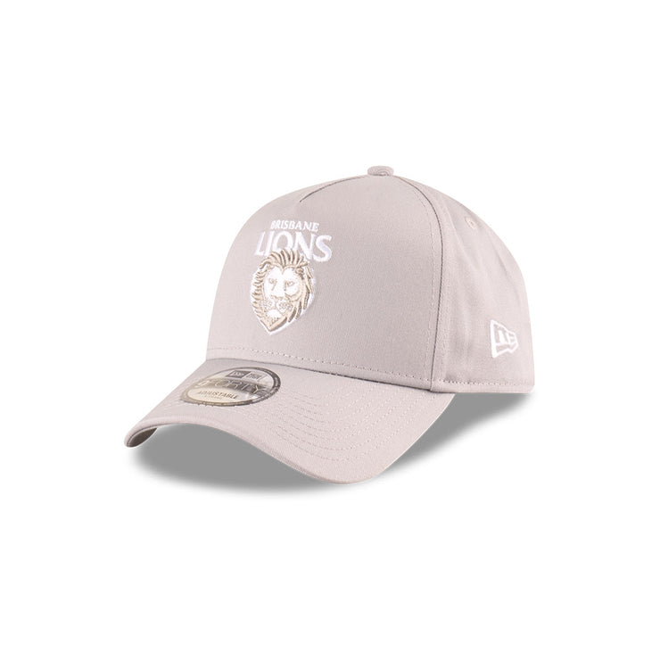 New Era 9Forty A-Frame AFL 2025 Supporter Grey White Brisbane Lions