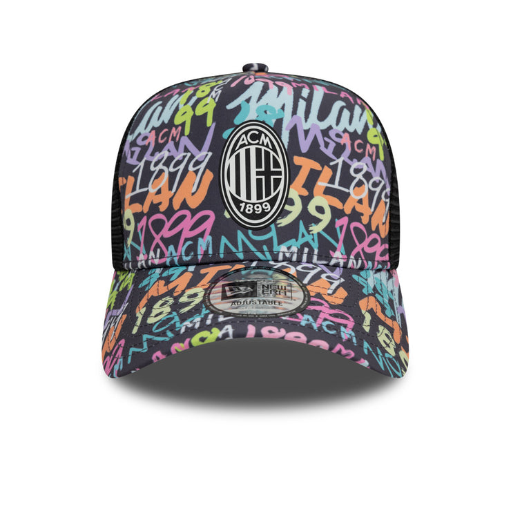 New Era 9Forty E-Frame Trucker Graffiti AOP AC Milan Black