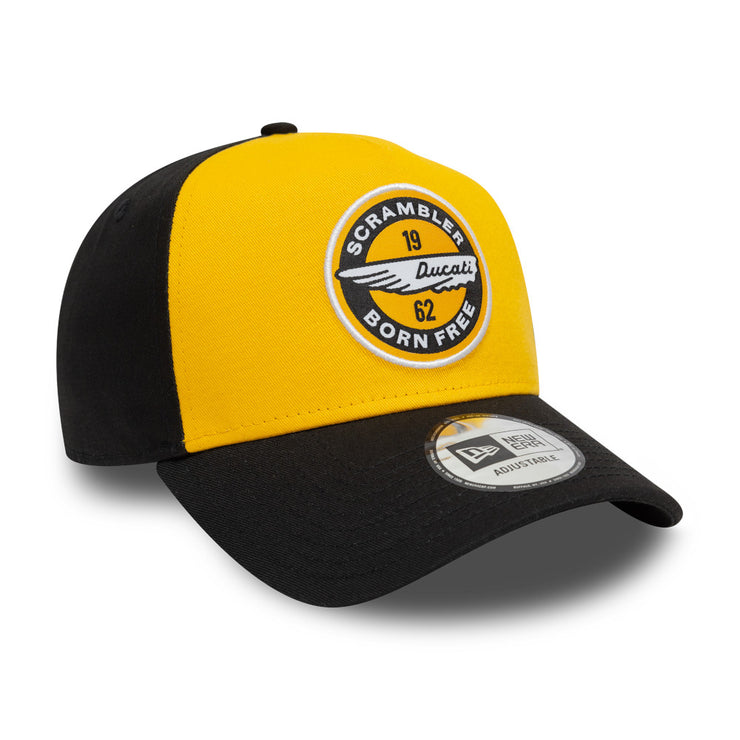 New Era 9Forty E-Frame Trucker MotoGP Ducati Logo Scrambler Patch Black Yellow