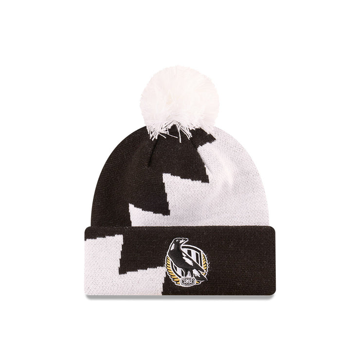 New Era Beanie AFL 2025 Supporter Zig Zag Team Collingwood Magpies