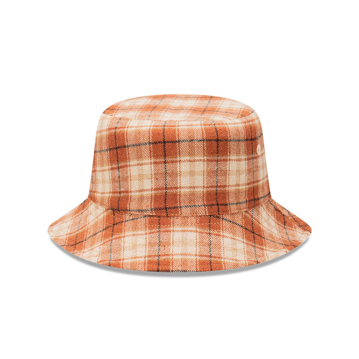 New Era Bucket Reversible Plaid Mid Washed Denim Wheat