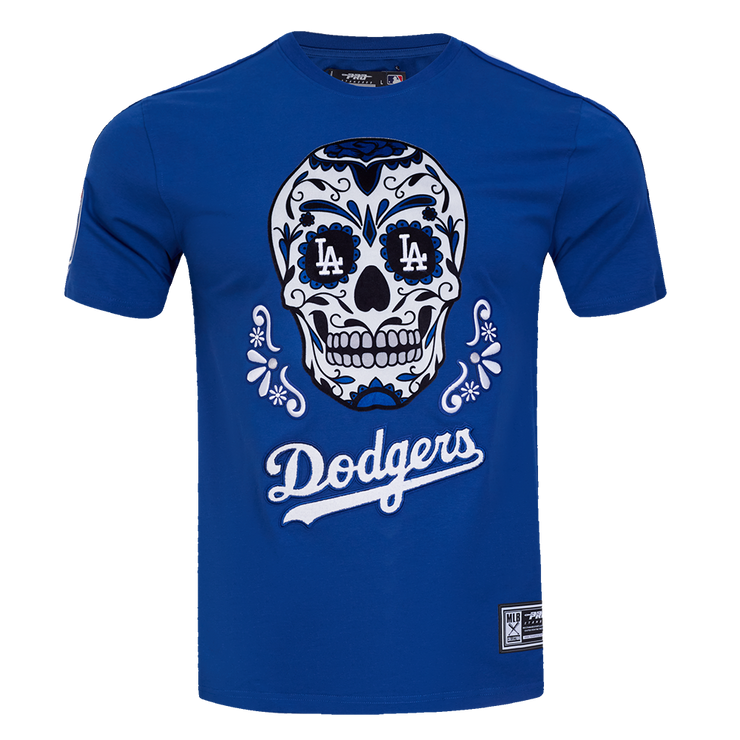 Pro Standard MLB Sugar Skull Stripped Tee Los Angeles Dodgers Royal Blue