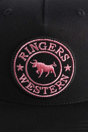 Ringers Western Signature Bull Trucker Cap Black with Black & Pink Patch