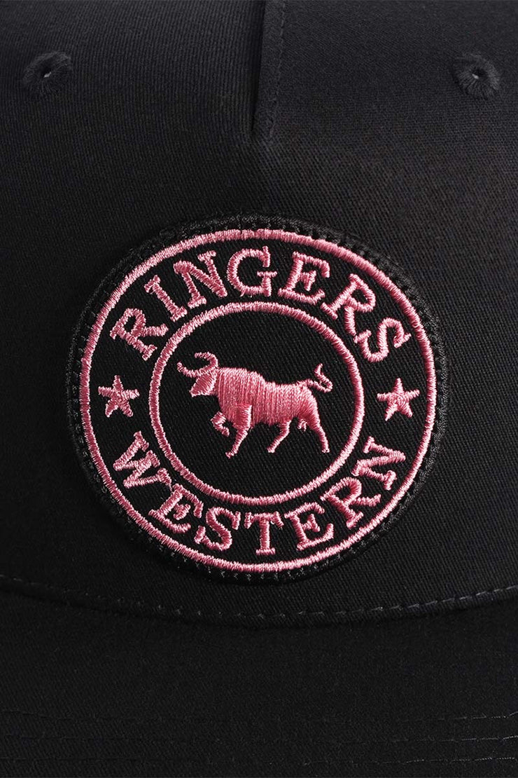 Ringers Western Signature Bull Trucker Cap Black with Black & Pink Patch