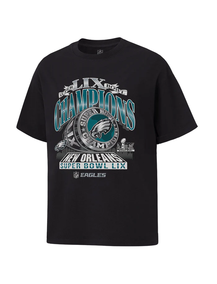 Majestic NFL Super Bowl LIX Champs Vintage T-Shirt Philadelphia Eagles Black